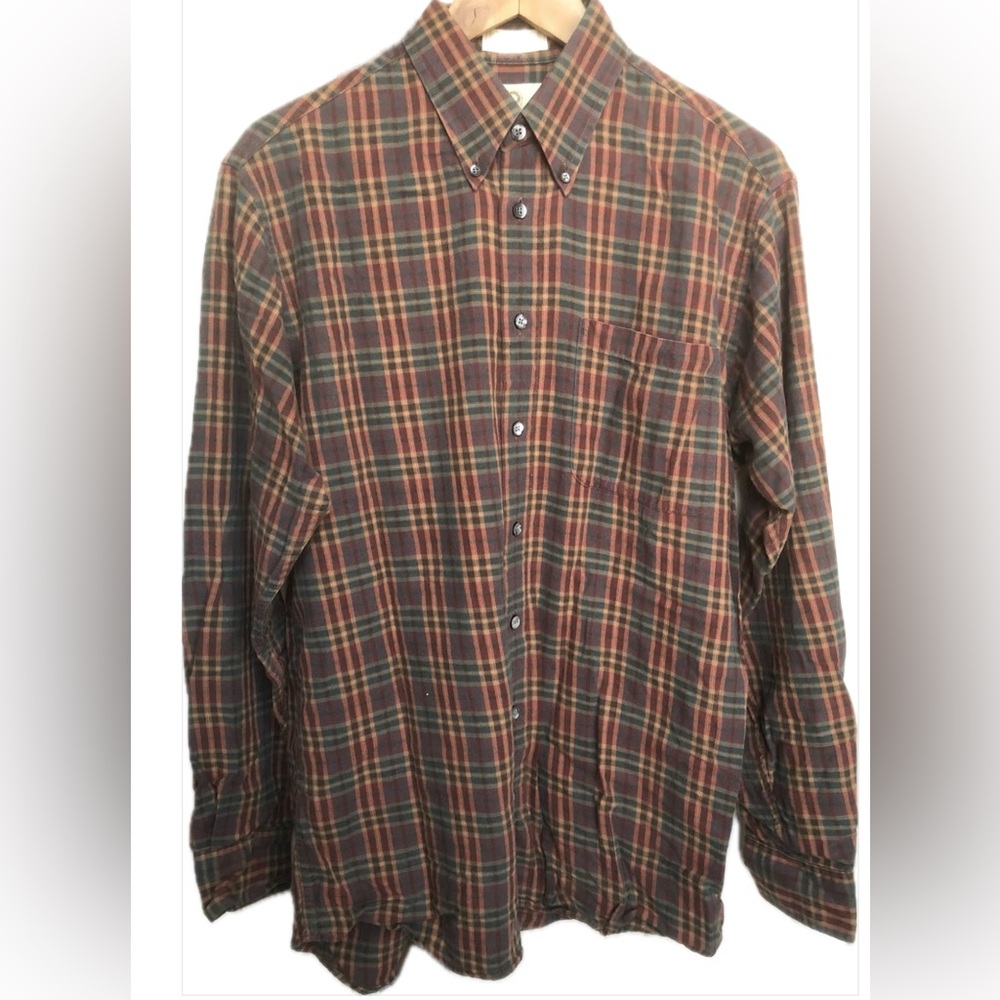 Viyella Vintage Wool/Cotton Blend Plaid Shirt Long Sleeve made in Canada
